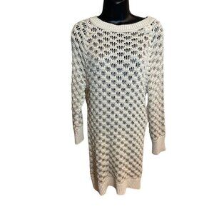 Skovhuus Danish Crocheted Long Sleeved Tunic Sweater Sz XL